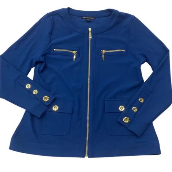 Boston Proper Beyond Travel Navy Jacket with Gold Zippers XL - Picture 10 of 12